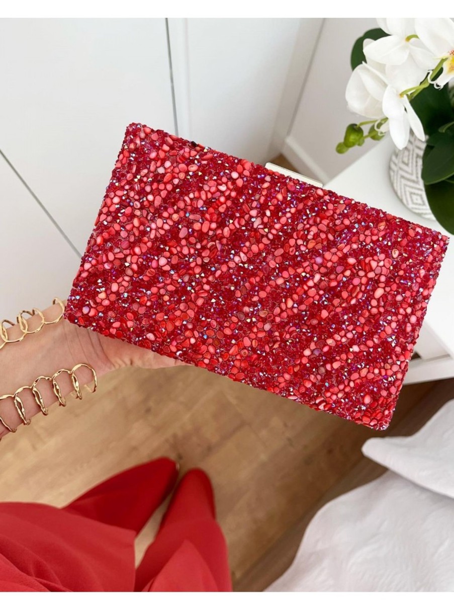 Caperucita Rosa (Rosa Navarro) Clutch Piedrecitas Tonos Rojos Wendy