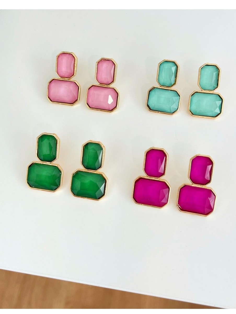 Caperucita Rosa (Rosa Navarro) Pendientes Dos Piedras Geometricas Twit