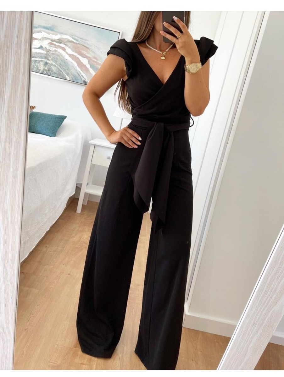 Caperucita Rosa (Rosa Navarro) Pantalon Ancho Negro Lazada Grande Estefania (V10)