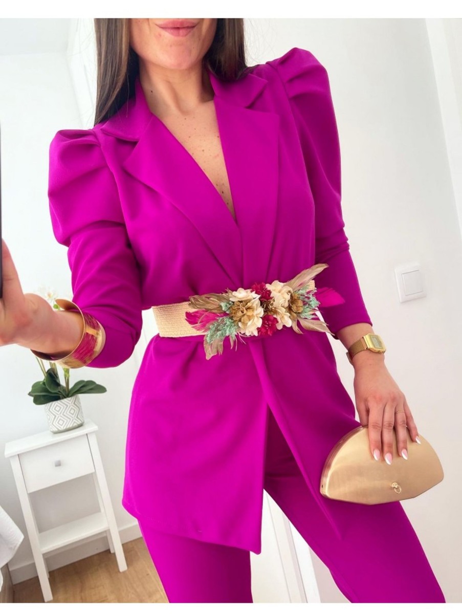 Caperucita Rosa (Rosa Navarro) Conjunto Traje Pantalon Liso Magenta Manhattan (M18)
