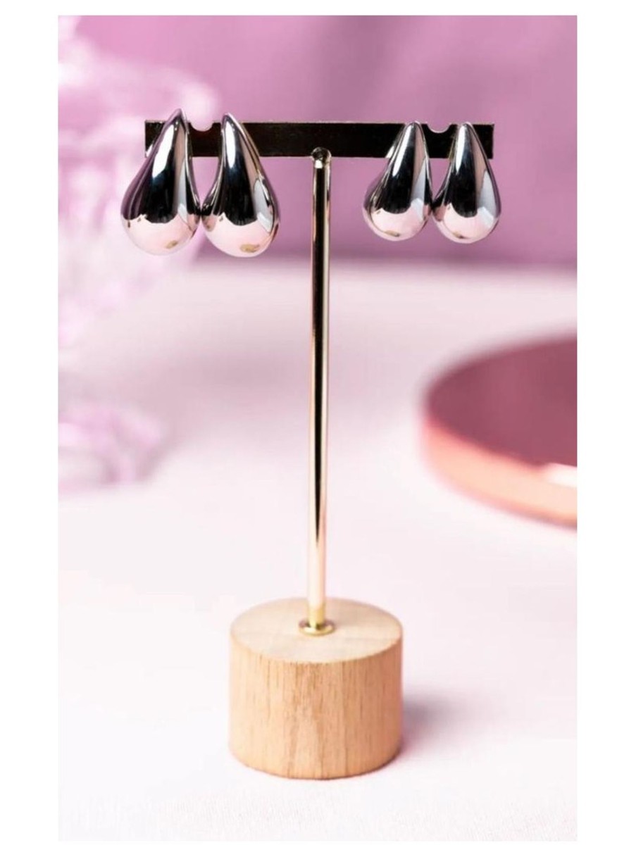 Caperucita Rosa (Rosa Navarro) Pendientes Plateado Efecto Lagrima Gota (1000)