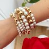 Caperucita Rosa (Rosa Navarro) Pulsera Vueltas Perlitas Y Abalorios Dorados Galia
