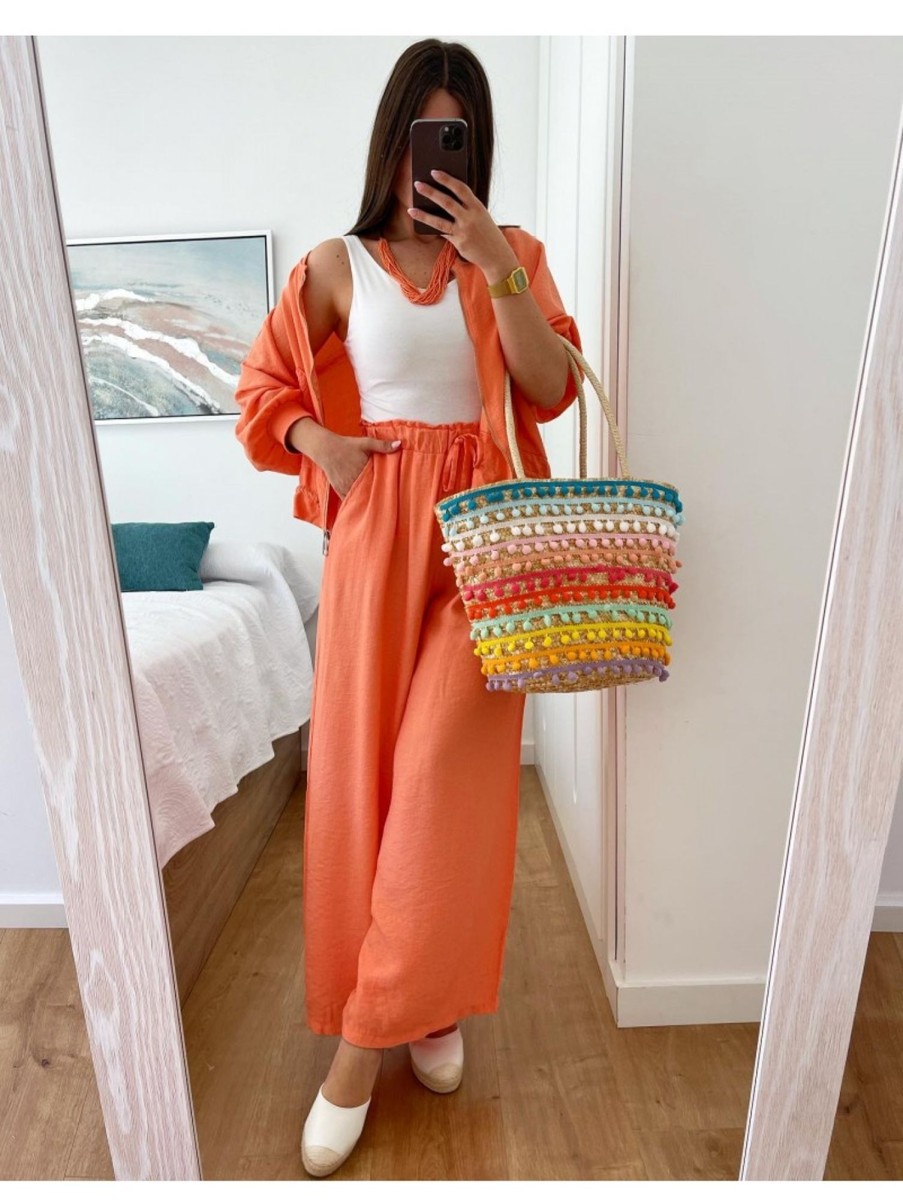 Caperucita Rosa (Rosa Navarro) Pantalon Largo Lino Naranja San Francisco (V07)
