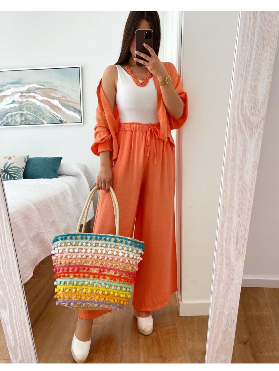 Caperucita Rosa (Rosa Navarro) Pantalon Largo Lino Naranja San Francisco (V07)